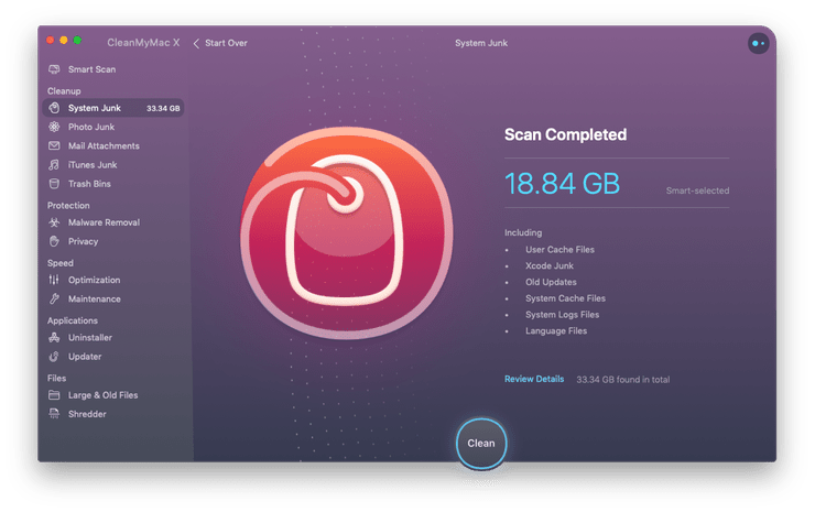 System Junk module in CleanMyMac